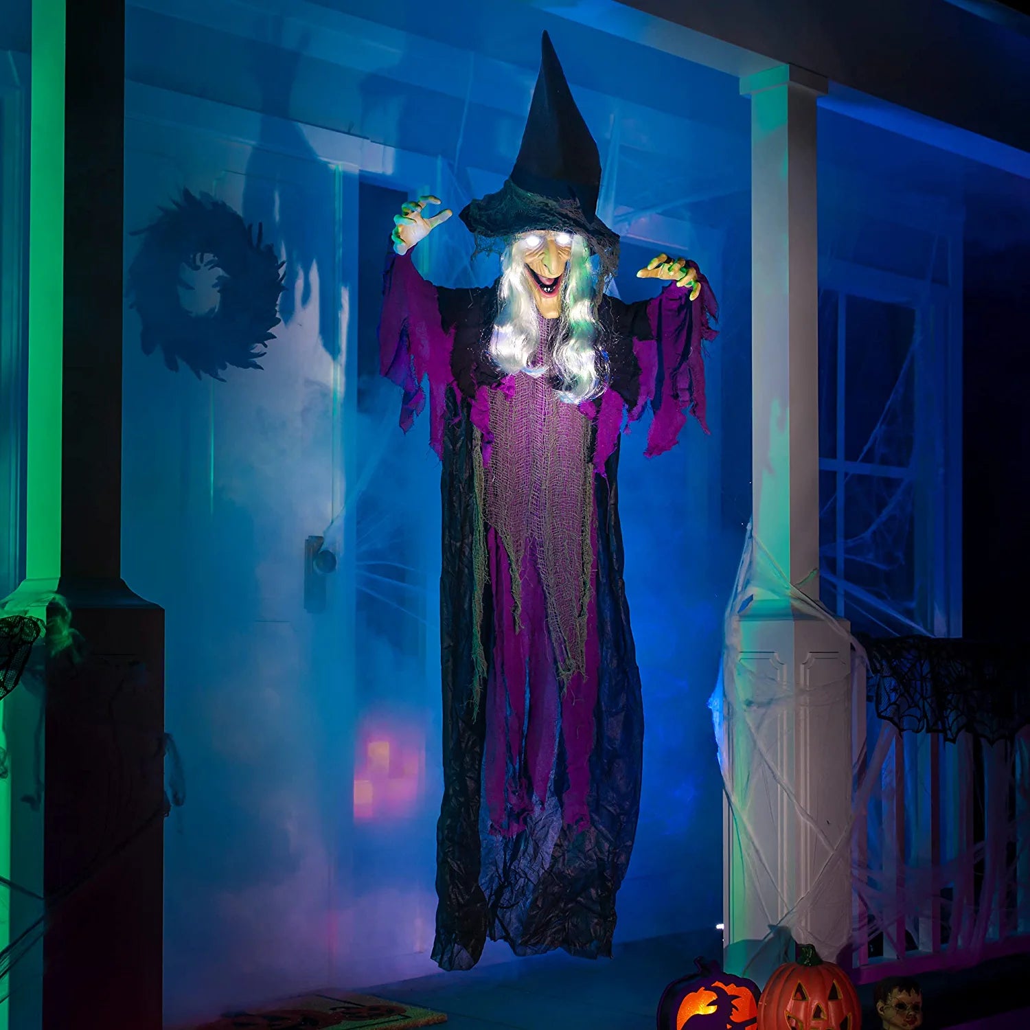 72in Hanging Talking Witch With Light-up Eyes - Image 7