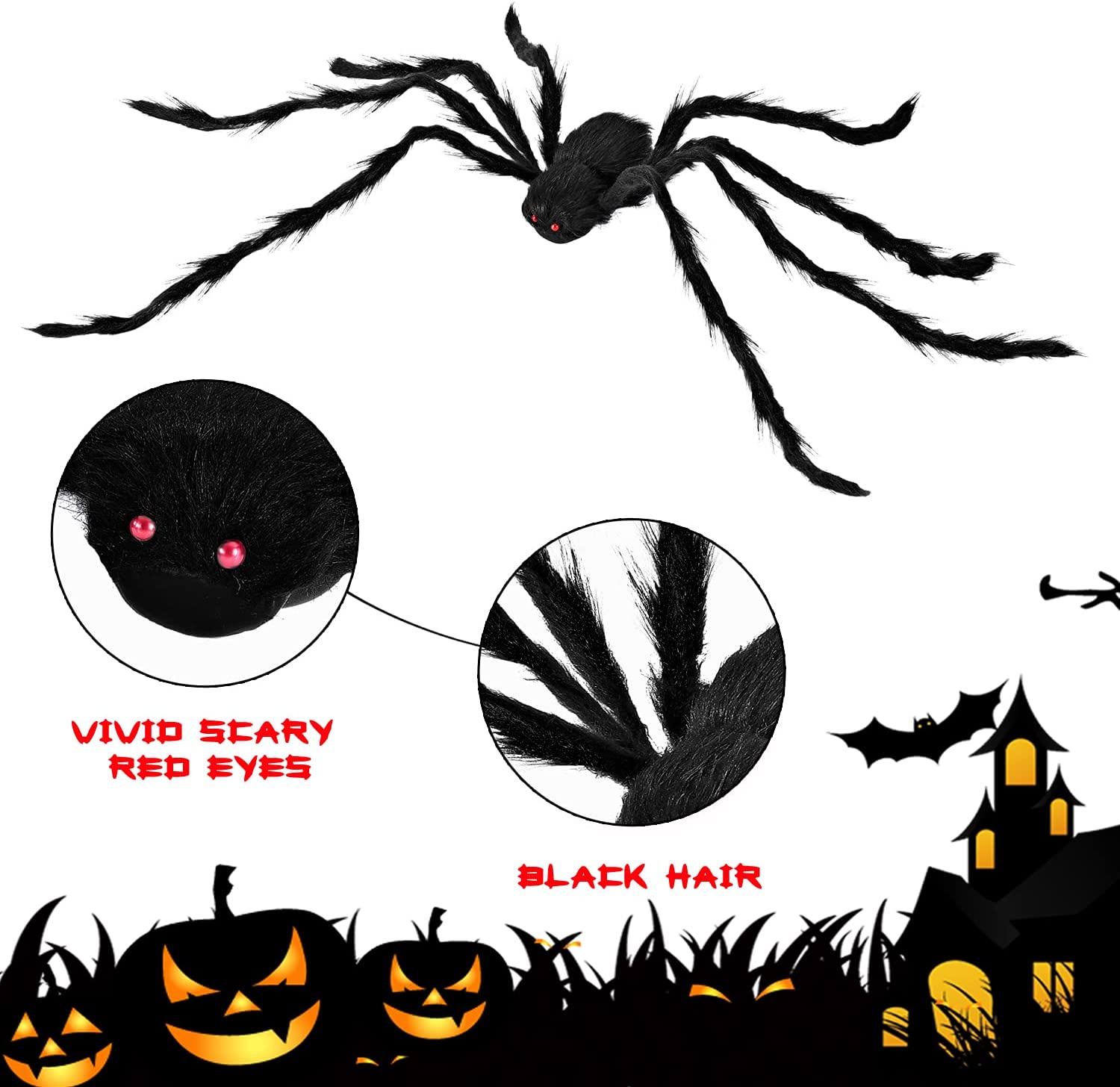 3 Pack Halloween Realistic Hairy Spiders - Image 2