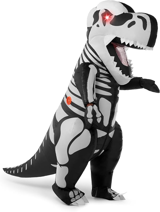 JOYIN LED Skeleton Dinosaur Costume - Adult Inflatable T-Rex Halloween Suit - Image 2