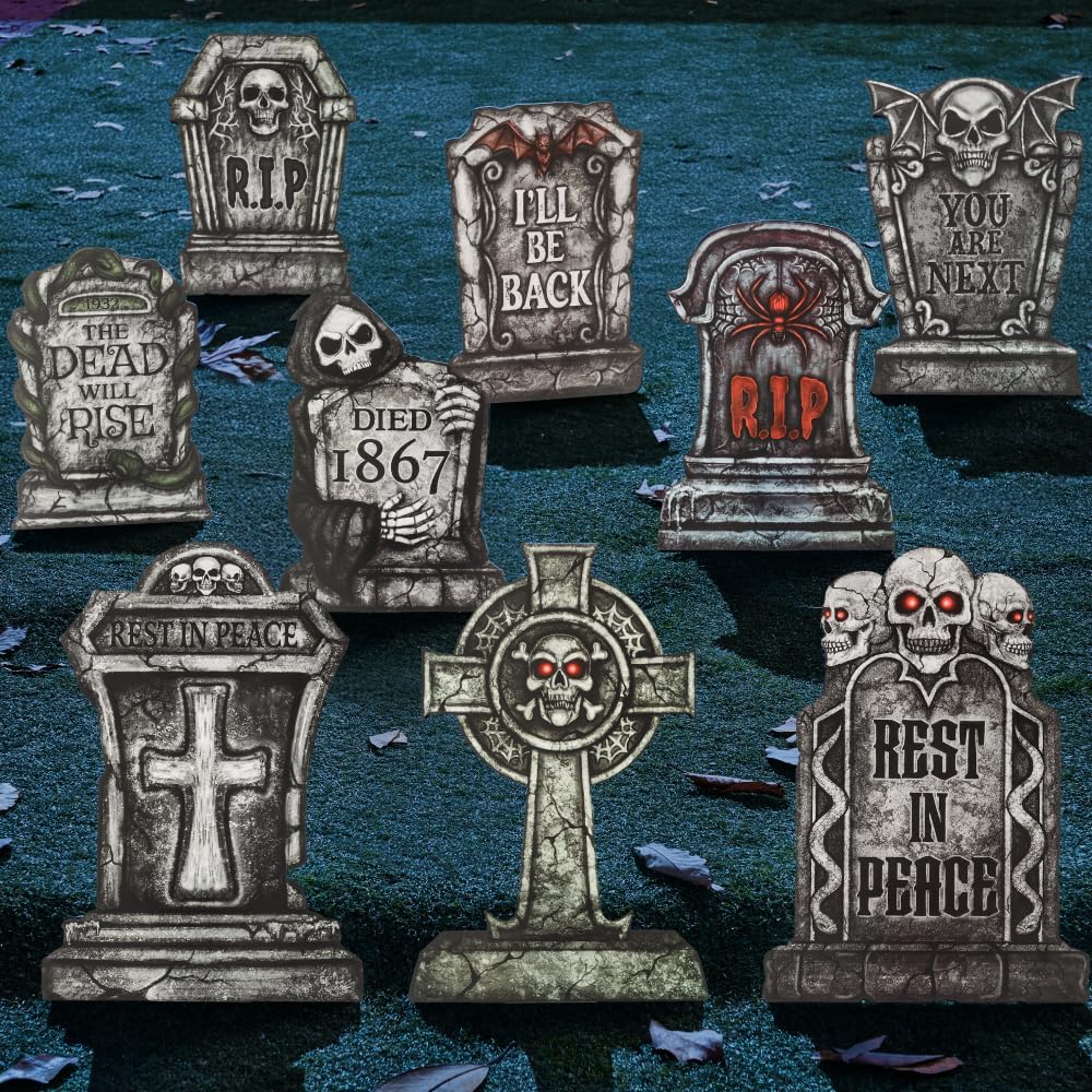 JOYIN 9 PCS Halloween Tombstones - 16 Graveyard Yard Decoration - Image 7