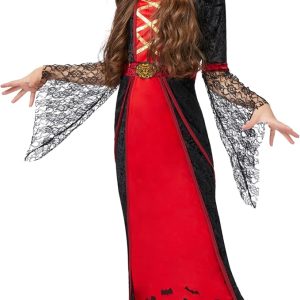 JOYIN Girls Royal Vampire Costume - Deluxe Gothic Victorian Vampiress Set
