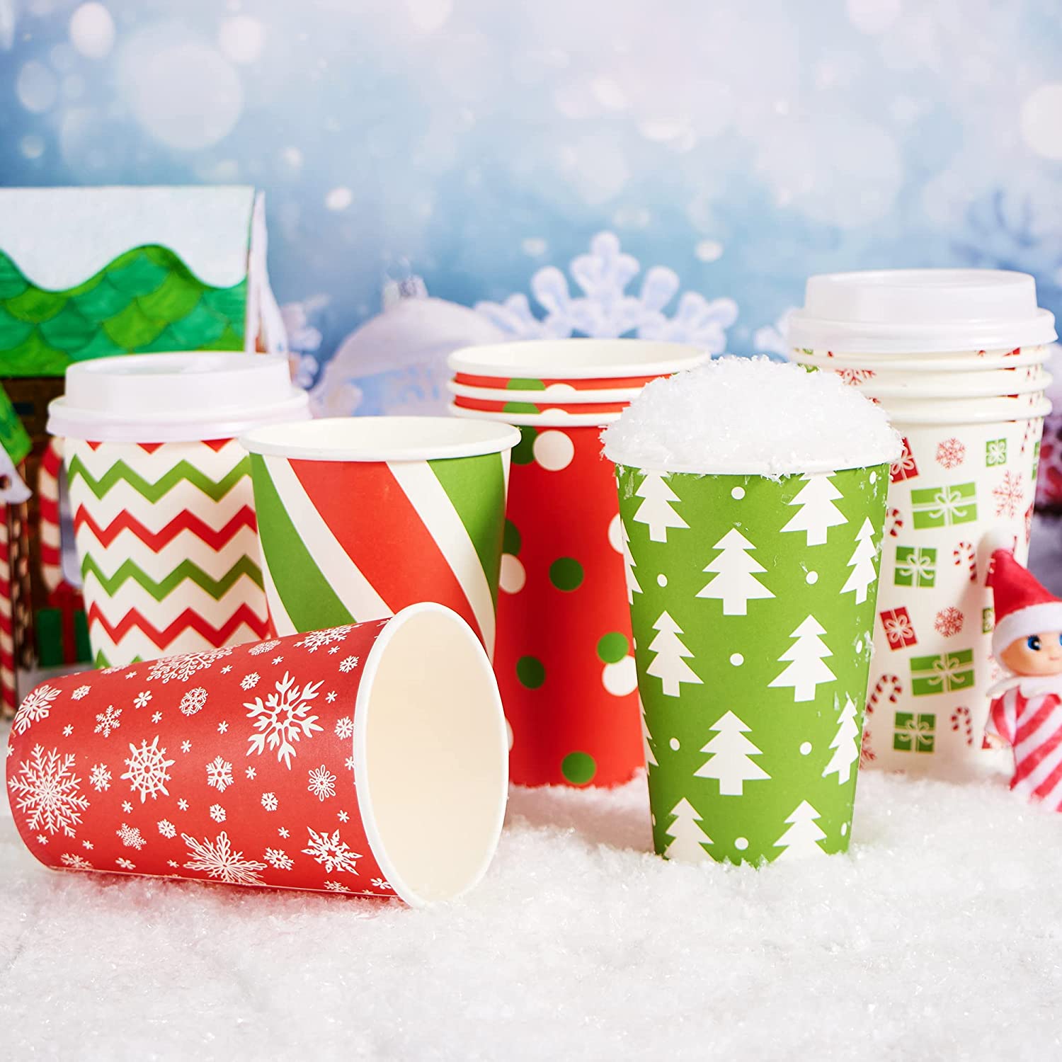 24Pcs Christmas Paper Cup 16 oz with Holiday Design - Image 8