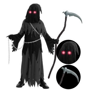 JOYIN Glowing Eyes Grim Reaper Halloween Costume for Kids