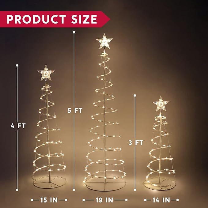 3 Packs Lighted Spiral Christmas Tree Set - Image 6