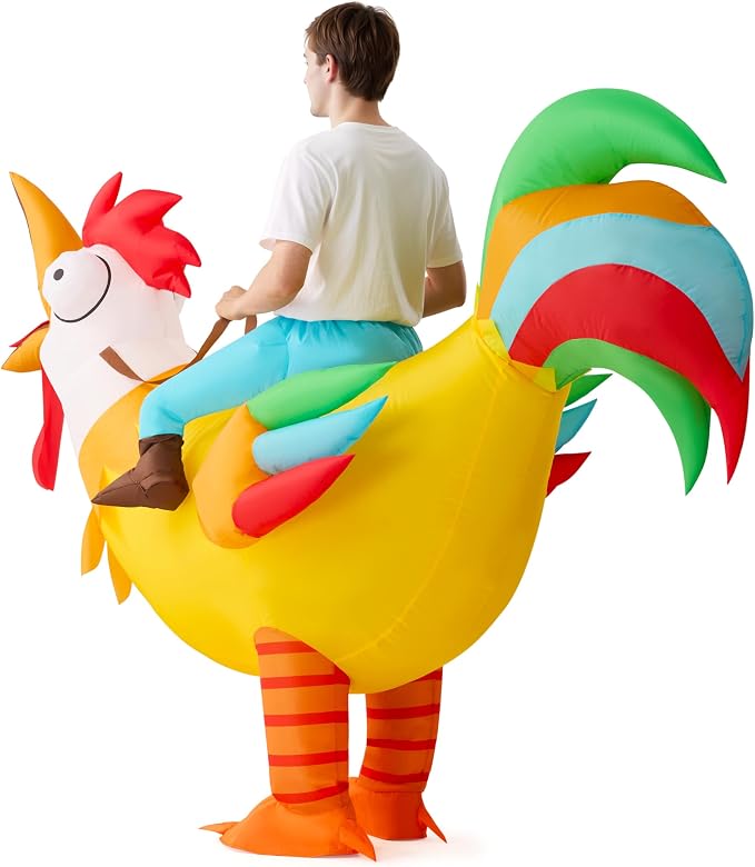 JOYIN Adult Inflatable Chicken Costume - Ride-On Rooster Halloween Outfit - Image 4
