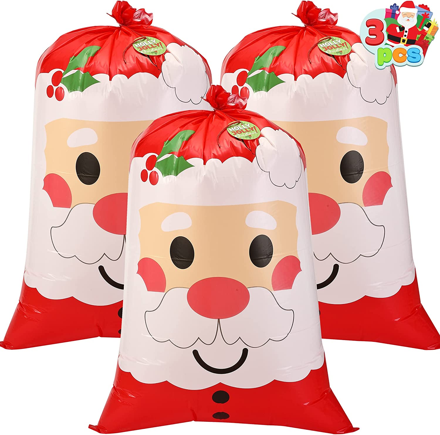 3 Piece Jumbo Holiday Santa Gift Bag - Image 2