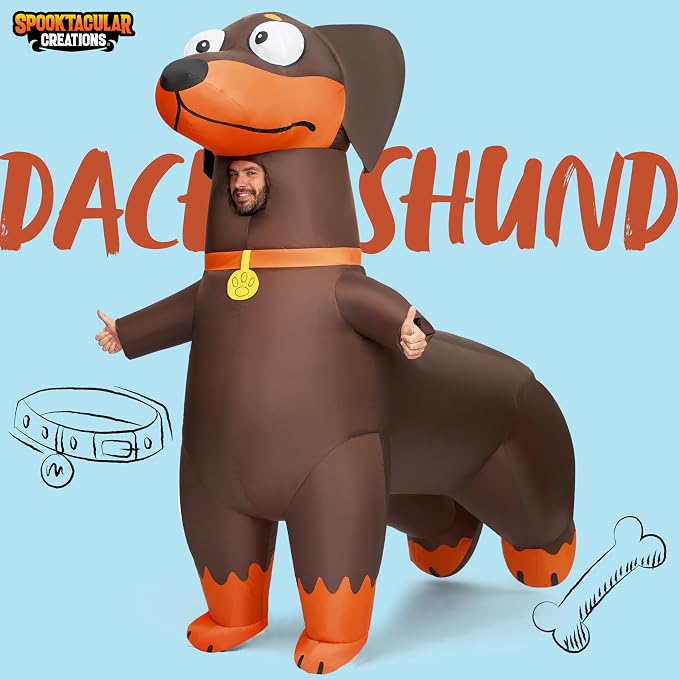 JOYIN Adult Inflatable Dachshund Costume - Blow Up Dog Halloween Suit - Image 2