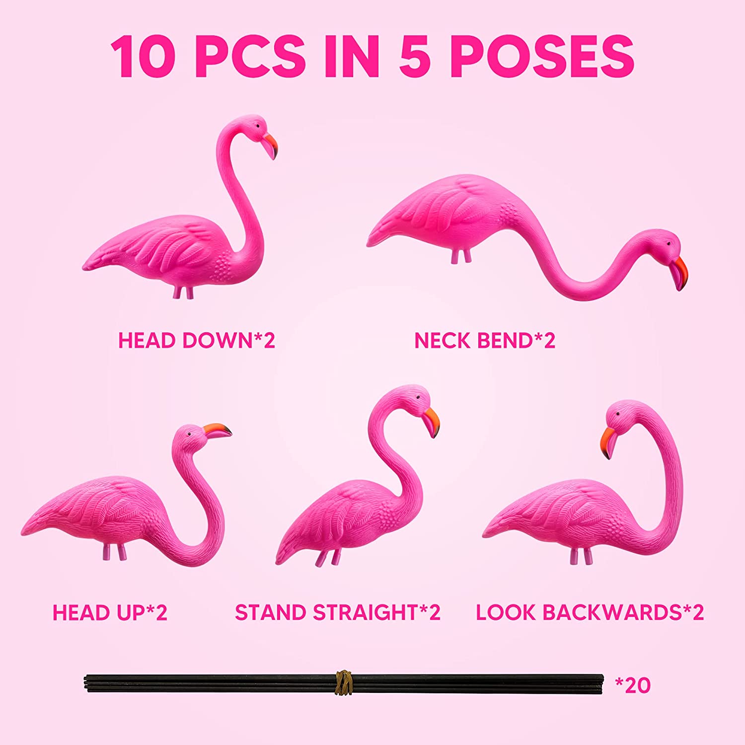 10Pcs Small Pink Flamingo Yard Ornament - Image 4