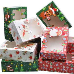 8.75in Christmas Characters Foil Cookie Box with Window, 24 Pcs