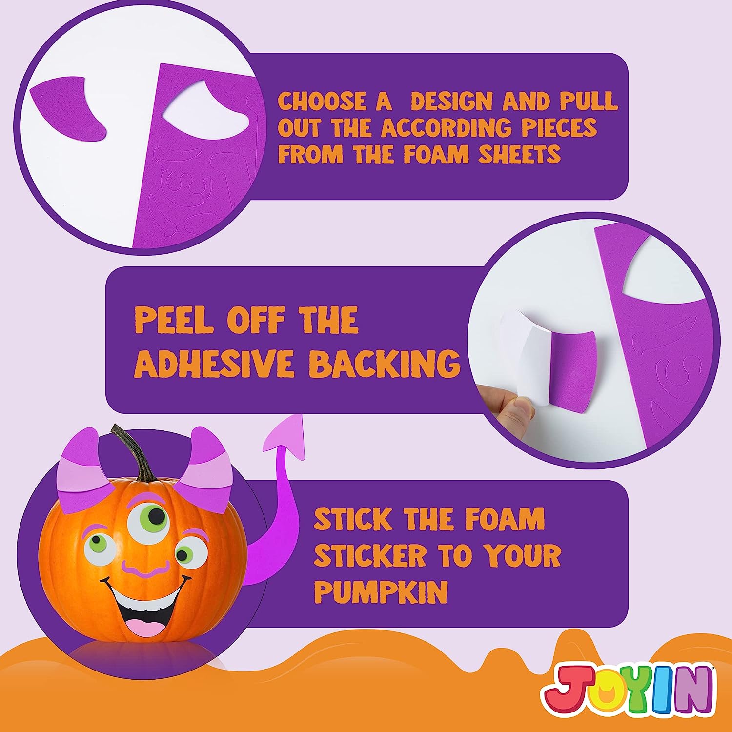 16 Foam Halloween Pumpkin Decorating Craft Kit - Image 4
