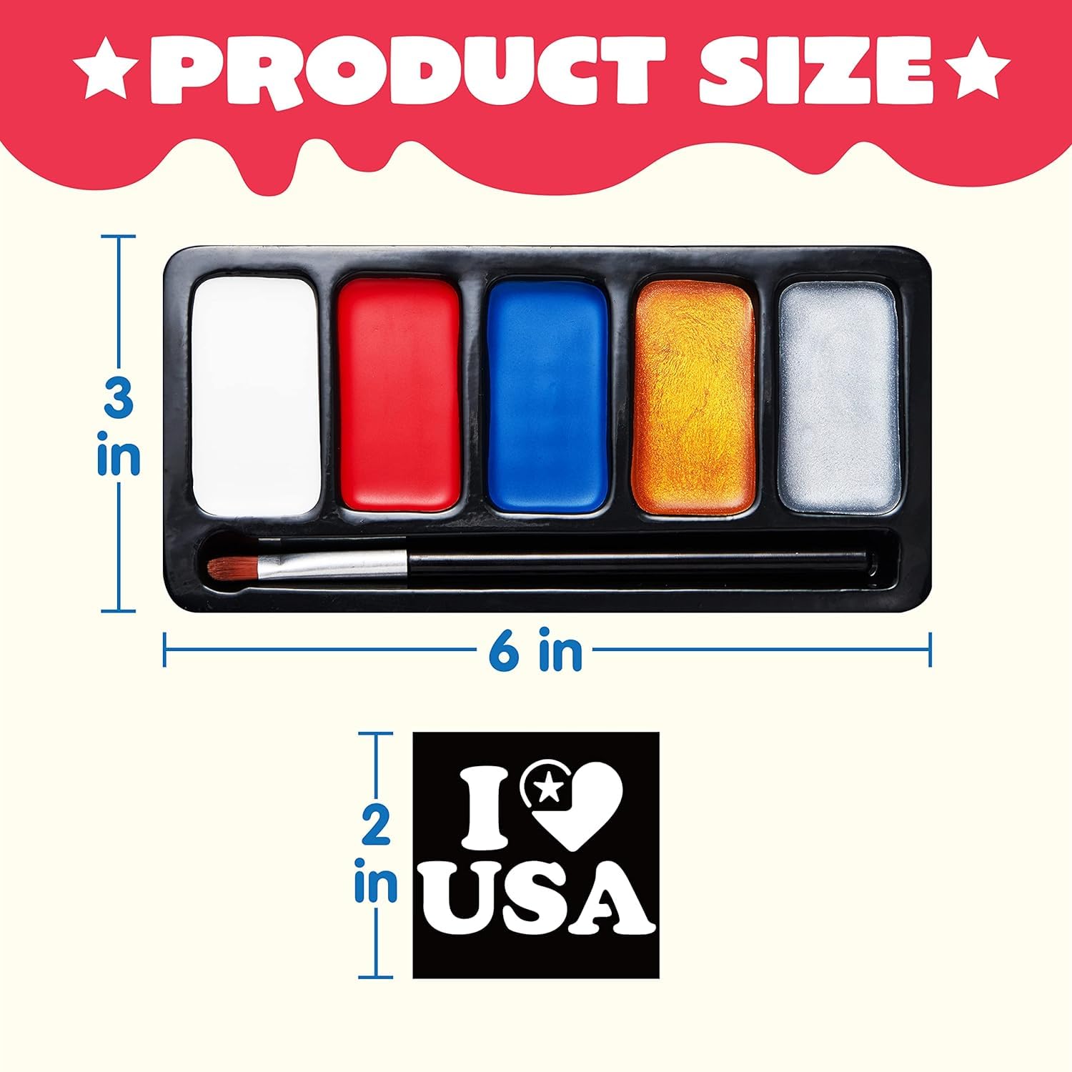 JOYIN 5 Colors Patriotic Face Body Paint Kit with Glitter and 16 Pcs Stencils Sticker for Kids, 4th of July Face Paint Red White Blue Make Up for Independence Day, Memorial Day Party, Veterans Day - Image 3