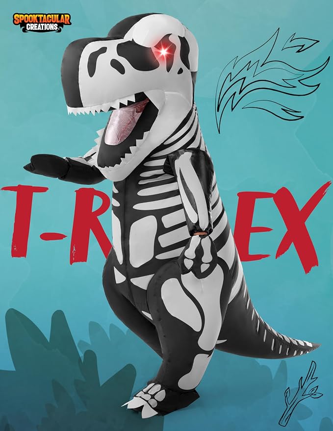 JOYIN LED Skeleton Dinosaur Costume - Adult Inflatable T-Rex Halloween Suit - Image 3