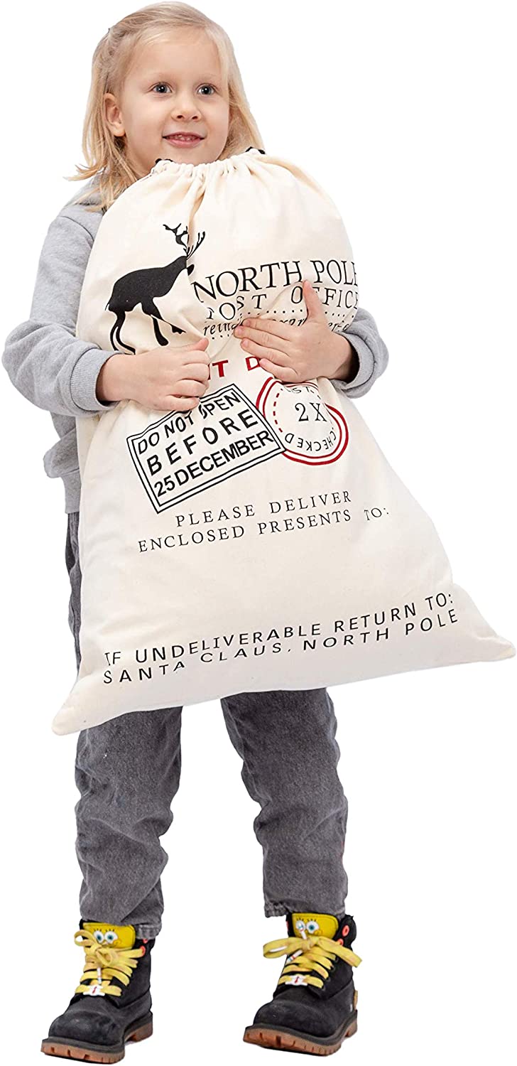 26in Santa Sacks Canvas Bags, 3 Pack - Image 2
