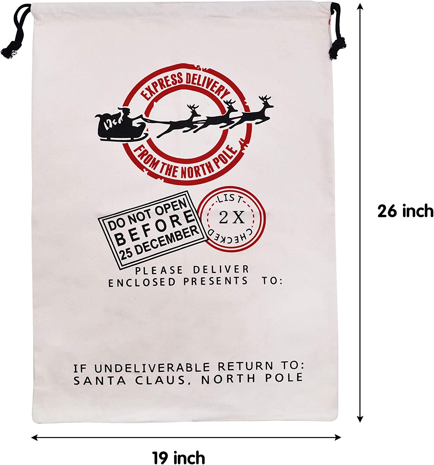 26in Santa Sacks Canvas Bags, 3 Pack - Image 7