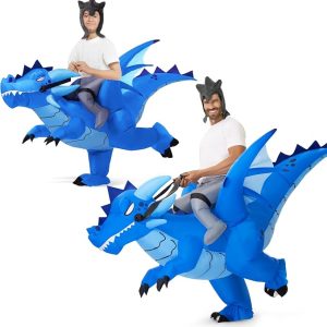 JOYIN Inflatable Ice Dragon Costume - Blue Ride-On Blow Up Halloween Suit