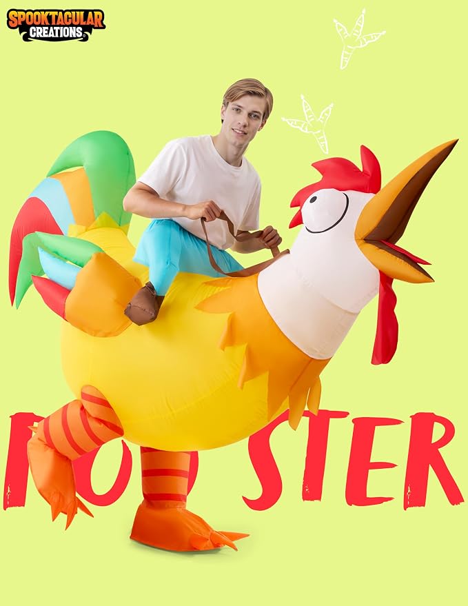 JOYIN Adult Inflatable Chicken Costume - Ride-On Rooster Halloween Outfit - Image 2