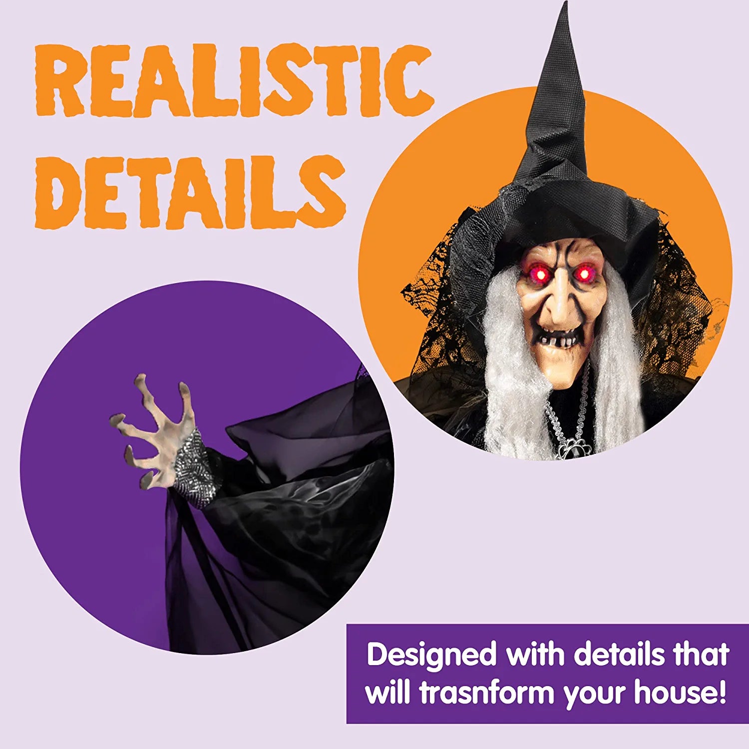 47in Animated Hanging Witch - Image 4