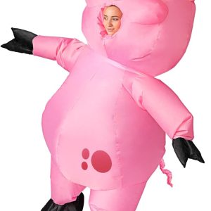 JOYIN Adult Inflatable Pig Costume - Full Body Pink Blow Up Halloween Suit