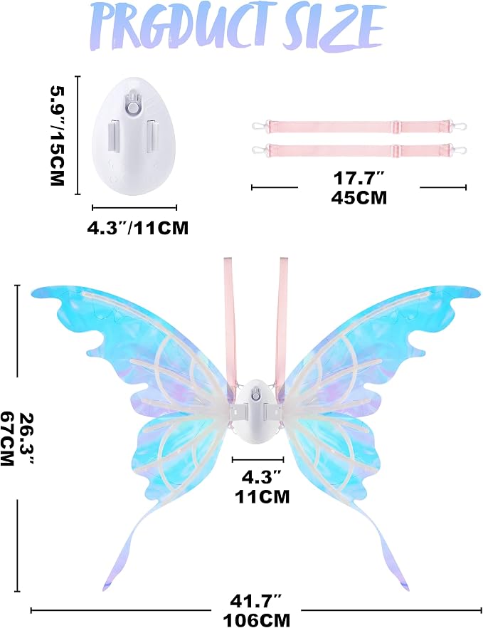 JOYIN Electric Butterfly Wings with Music & LED - Kids Halloween Costume - Image 6
