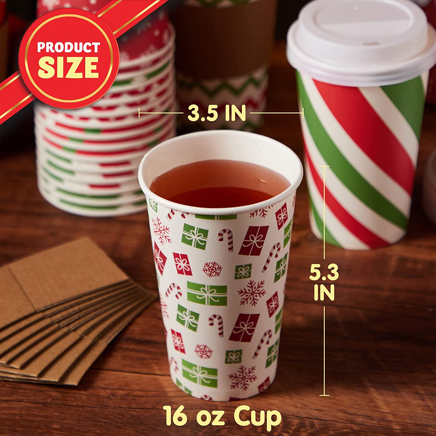 24Pcs Christmas Paper Cup 16 oz with Holiday Design - Image 6