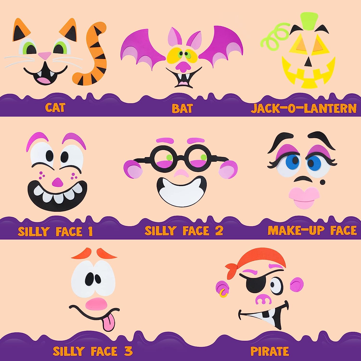 16 Foam Halloween Pumpkin Decorating Craft Kit - Image 3