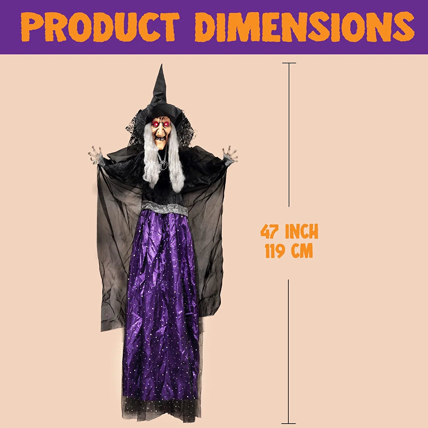 47in Animated Hanging Witch - Image 6