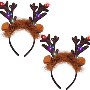 2 Piece Light-Up Reindeer Headbands