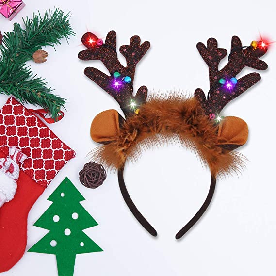 2 Piece Light-Up Reindeer Headbands - Image 5