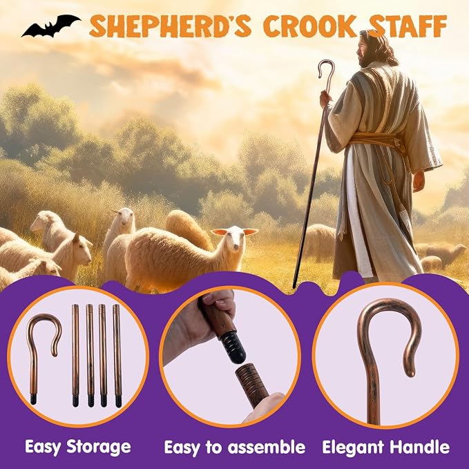 JOYIN Shepherds Crook Staff - Halloween Costume Walking Cane - Image 2
