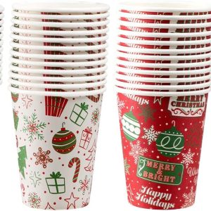 Disposable Winter Style Paper Cups, 48 Pack