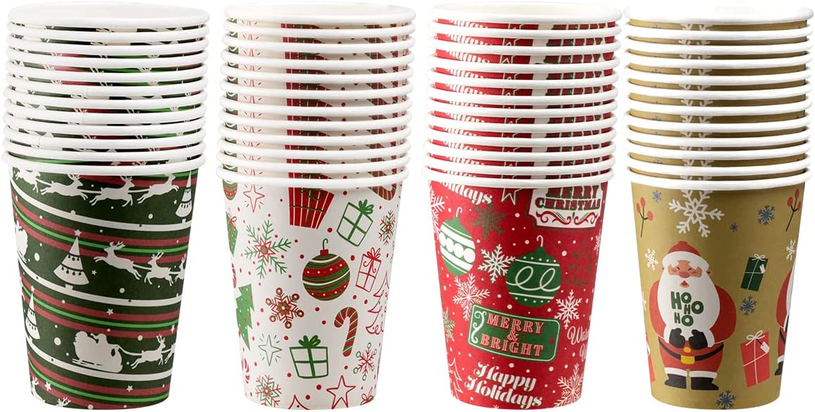 Disposable Winter Style Paper Cups, 48 Pack