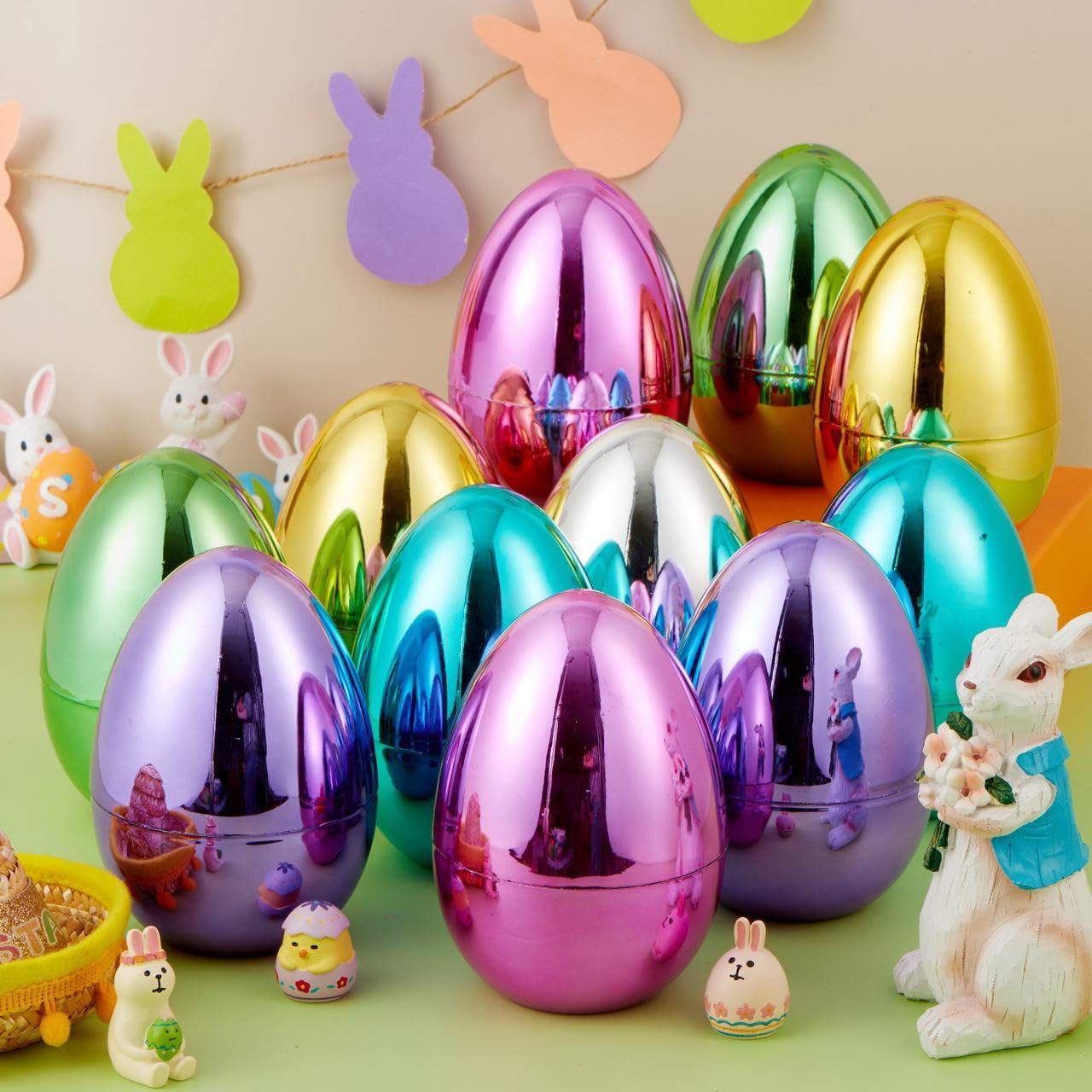 12Pcs Large Metallic Easter Eggs, 6 Inches Colorful Jumbo Eggs Fillable - Image 7