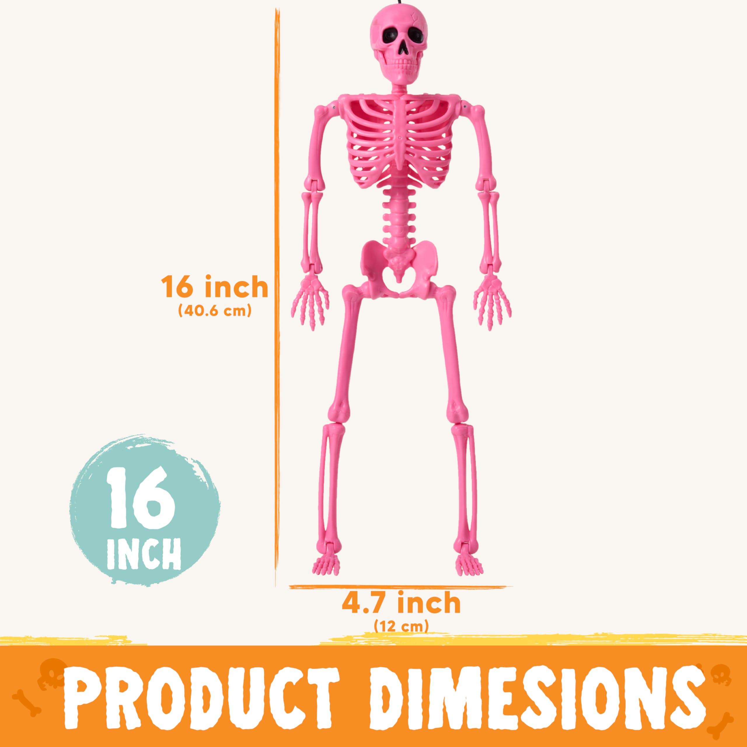 5 PCS Posable Halloween Skeleton Decor 16 Inches - Image 6
