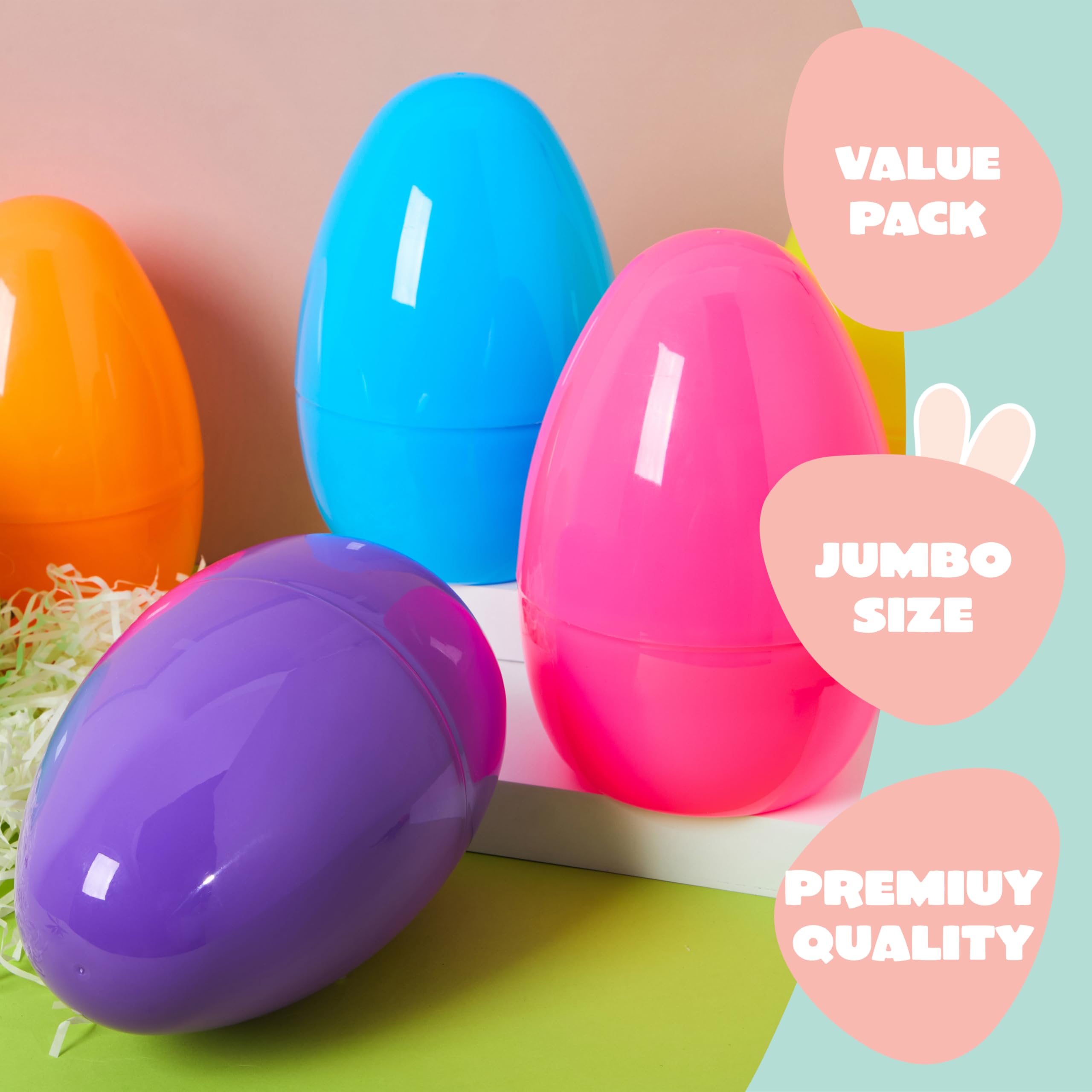 12Pcs 8 Jumbo Plastic Easter Egg Shells Fillable for Easter Egg Hunt - Image 7