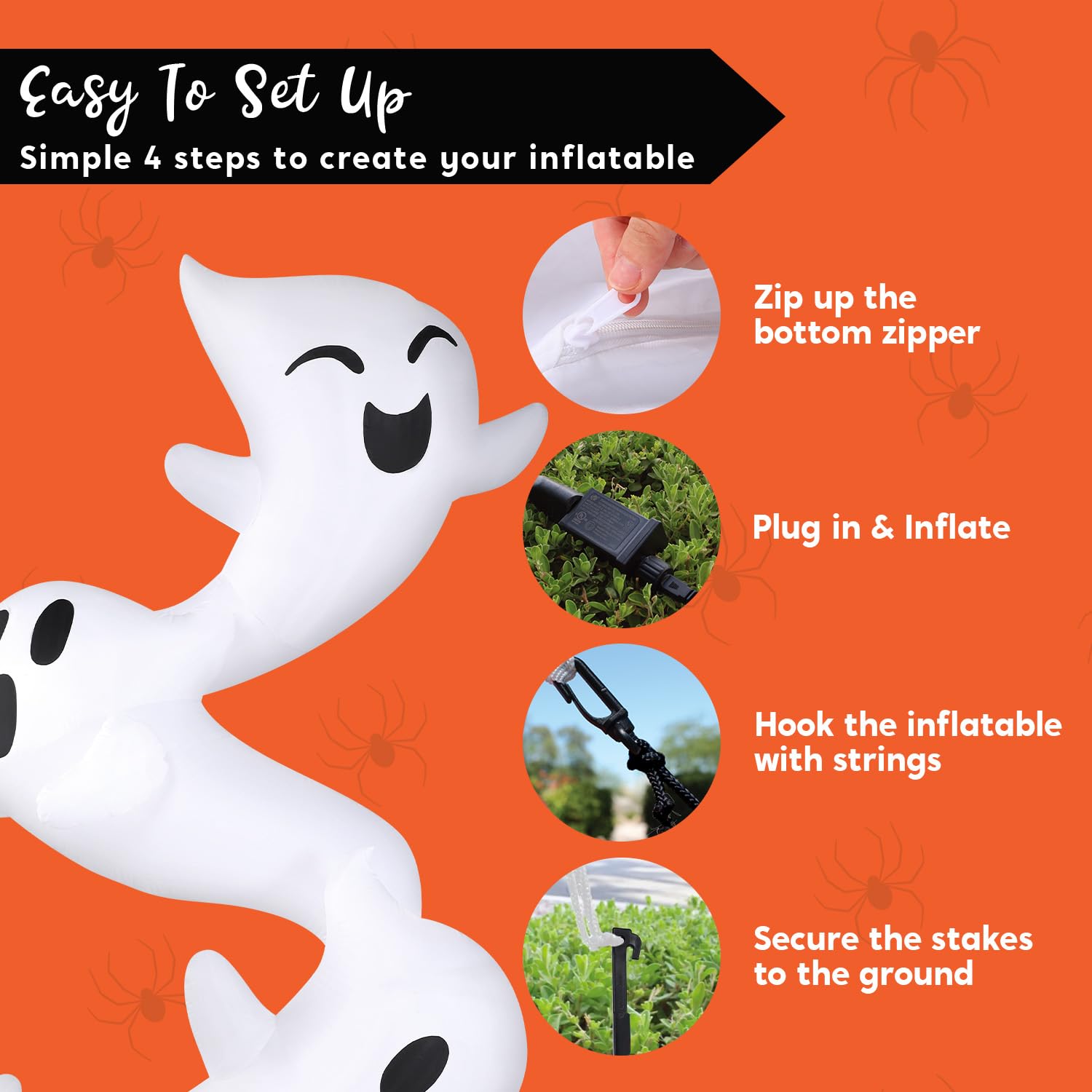 8ft Inflatable Ghosts Hugging Tree - Image 7