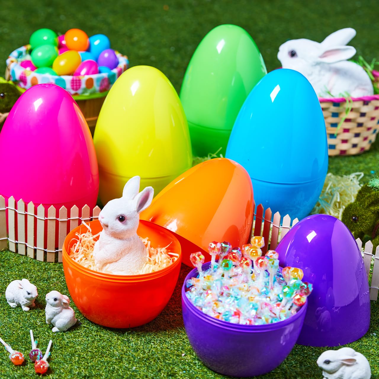 6Pcs 10 Jumbo Plastic Easter Egg Shells Fillable for Easter Egg Hunt - Image 7
