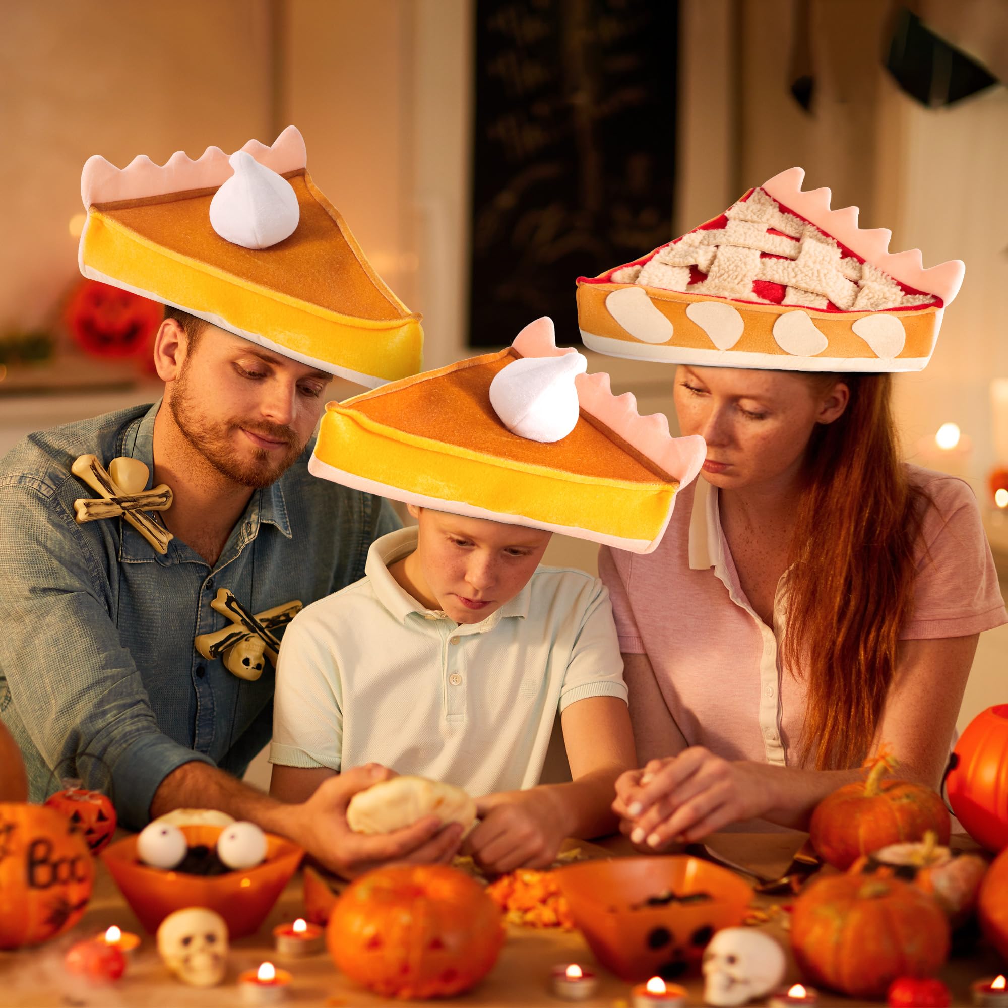 2 PCS Thanksgiving Decorative Plush Pumpkin & Apple Pie Hats - Image 7
