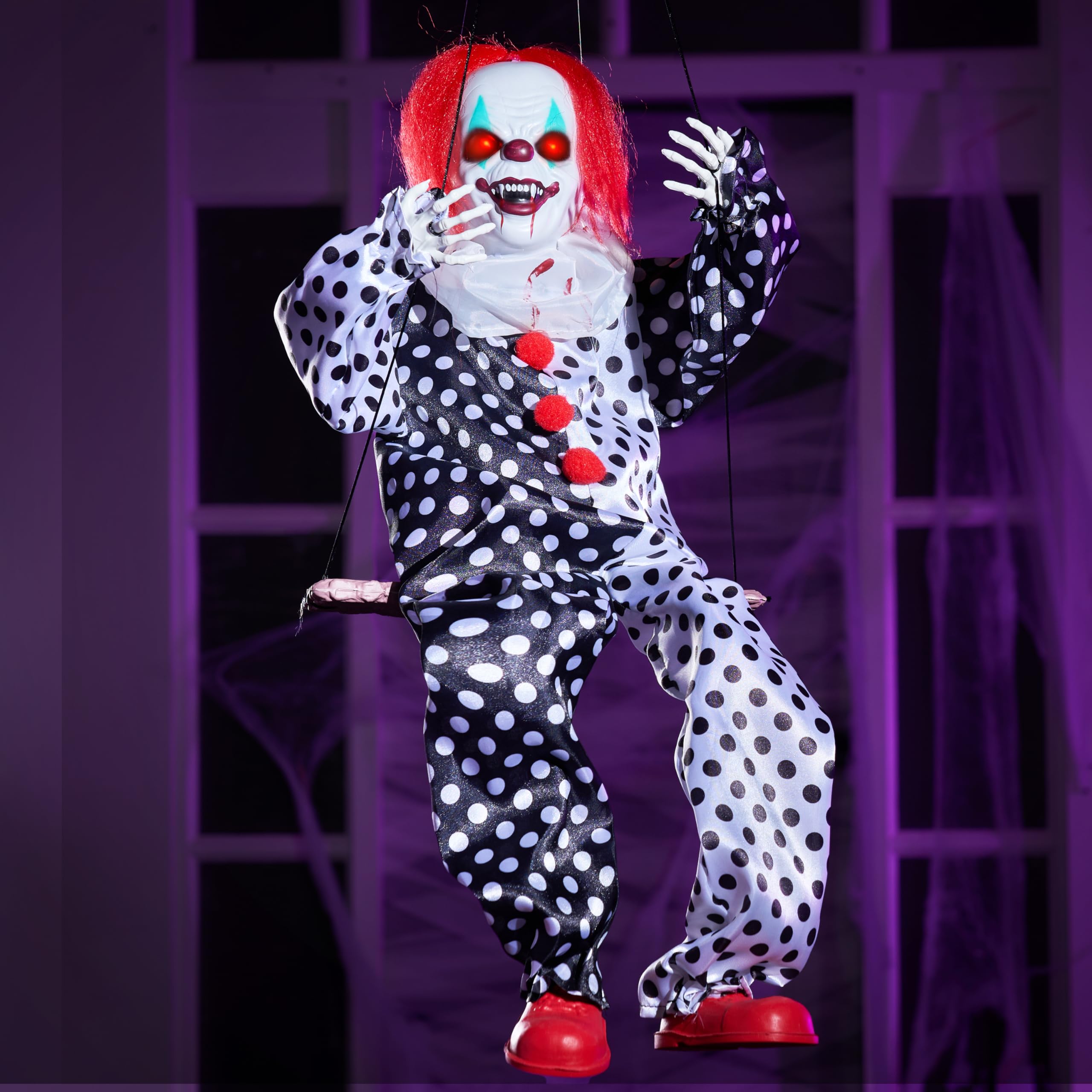 Halloween Hanging Swinging Animatronic Clown - Image 7