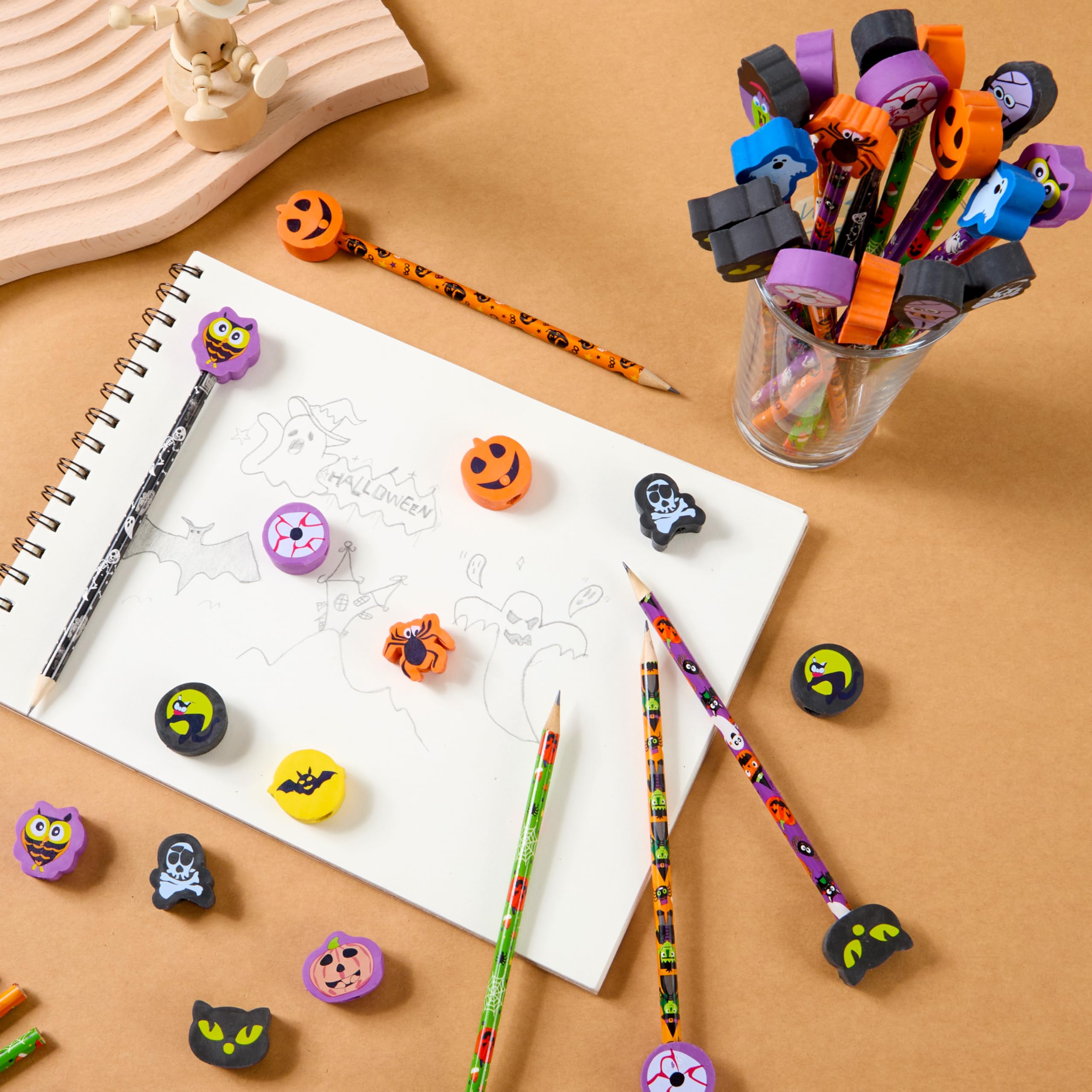 108PCS Halloween Pencils with Erasers Stationery Set - Image 7