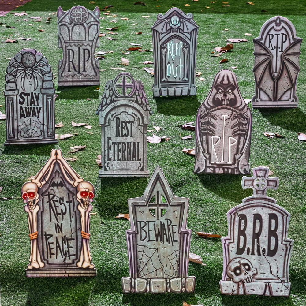 16 9 Pcs Halloween Tombstones Decorations - Image 8