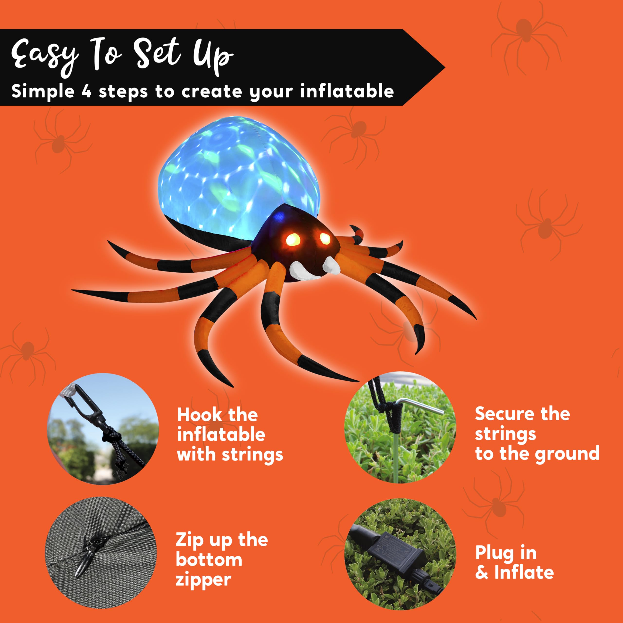 8 FT Halloween Inflatable Giant Spider Outdoor Decorations - Image 7