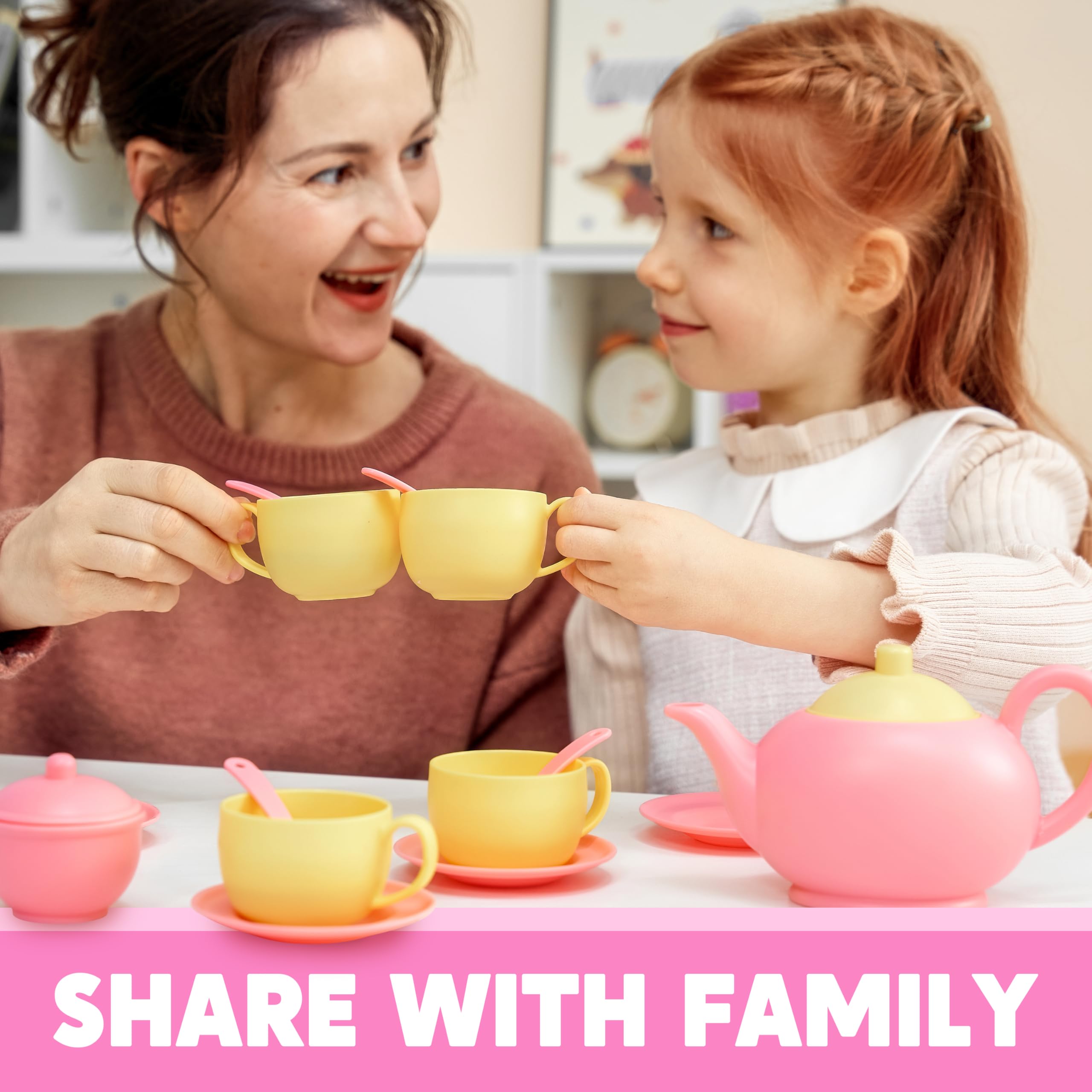 18PCS Pretend Tea Party Set - Pink Teapot - Image 7
