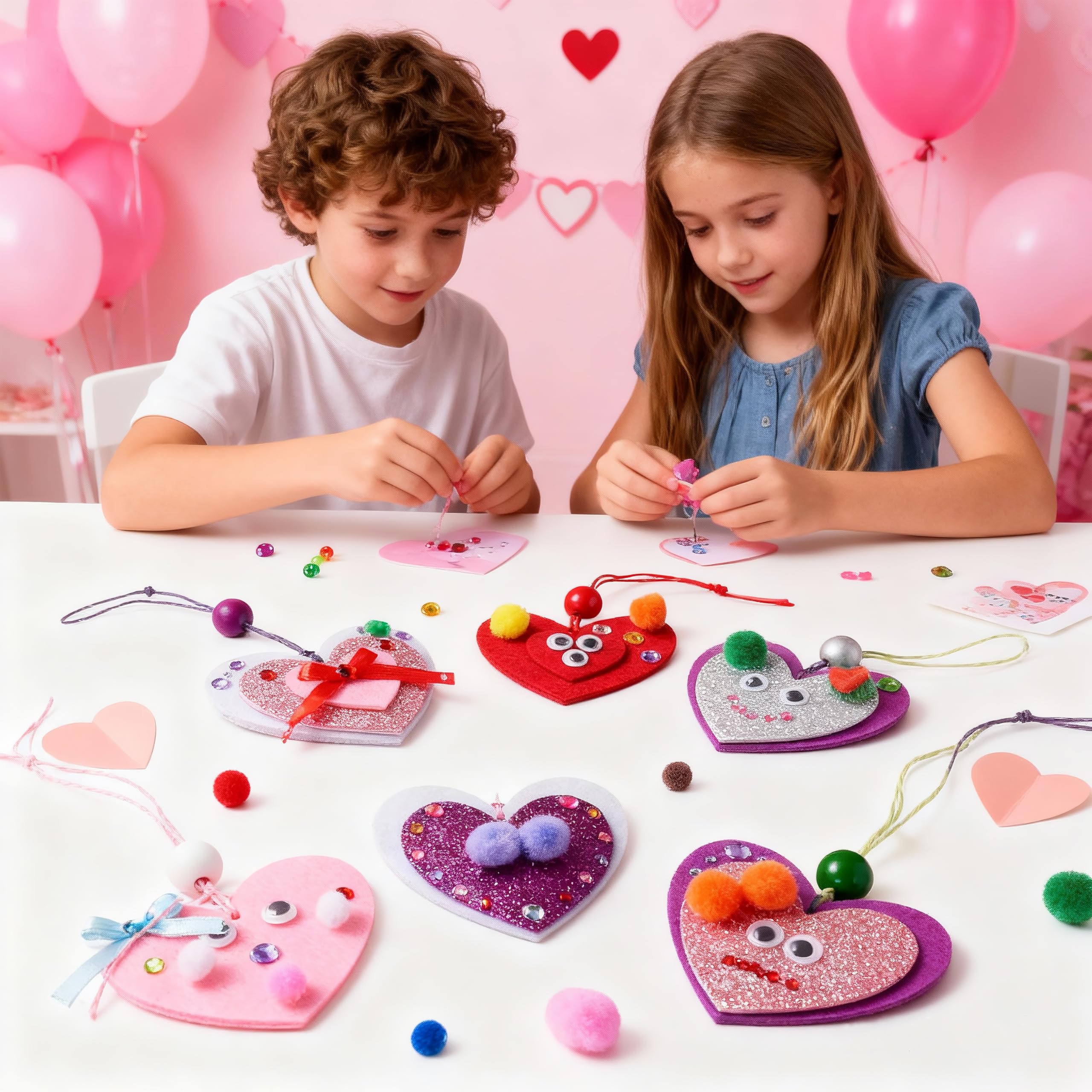 Valentines Day 264 Pcs DIY Heart Felt Craft Set - Image 7