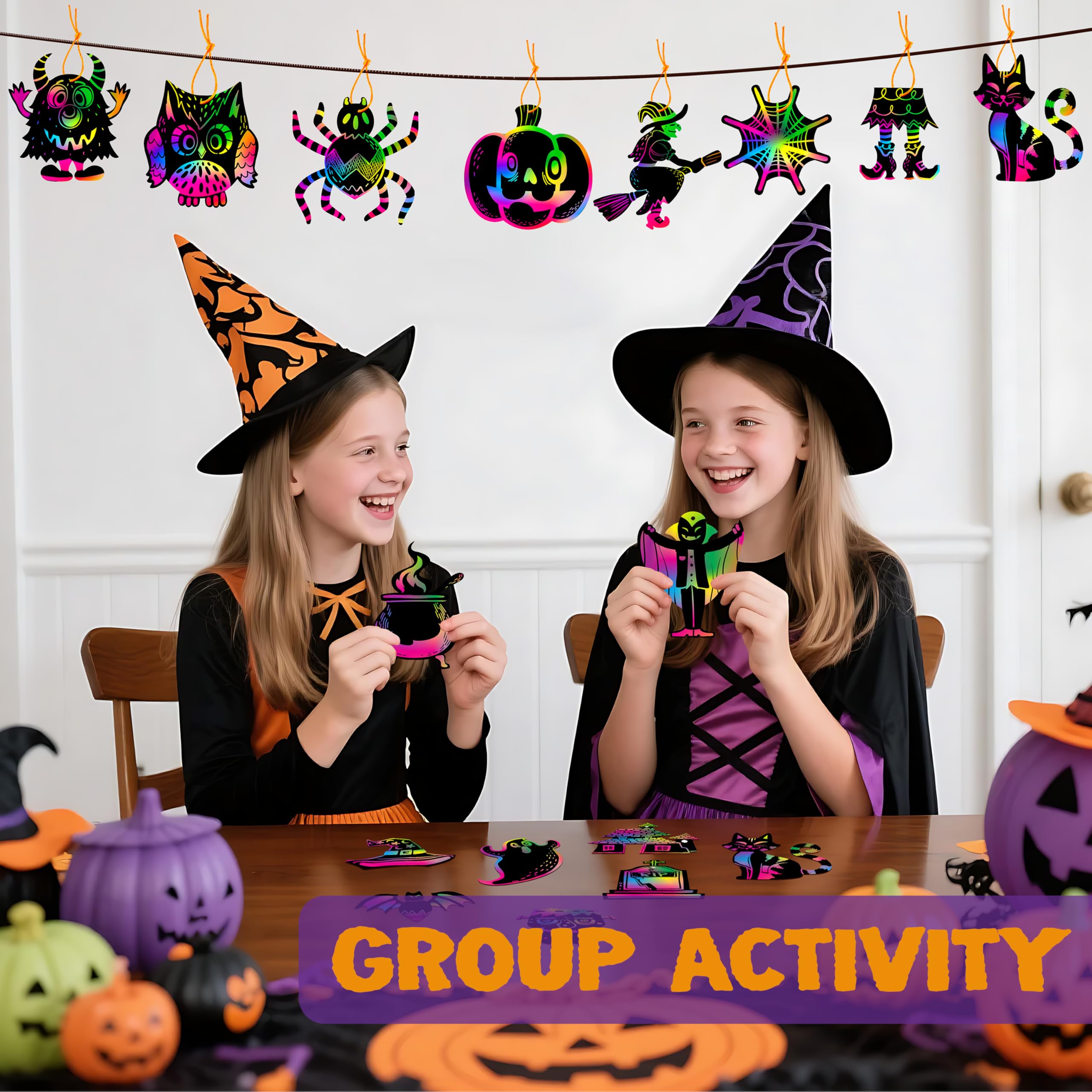 120 Pcs Halloween Rainbow Scratch Art Crafts for Kid - Image 7