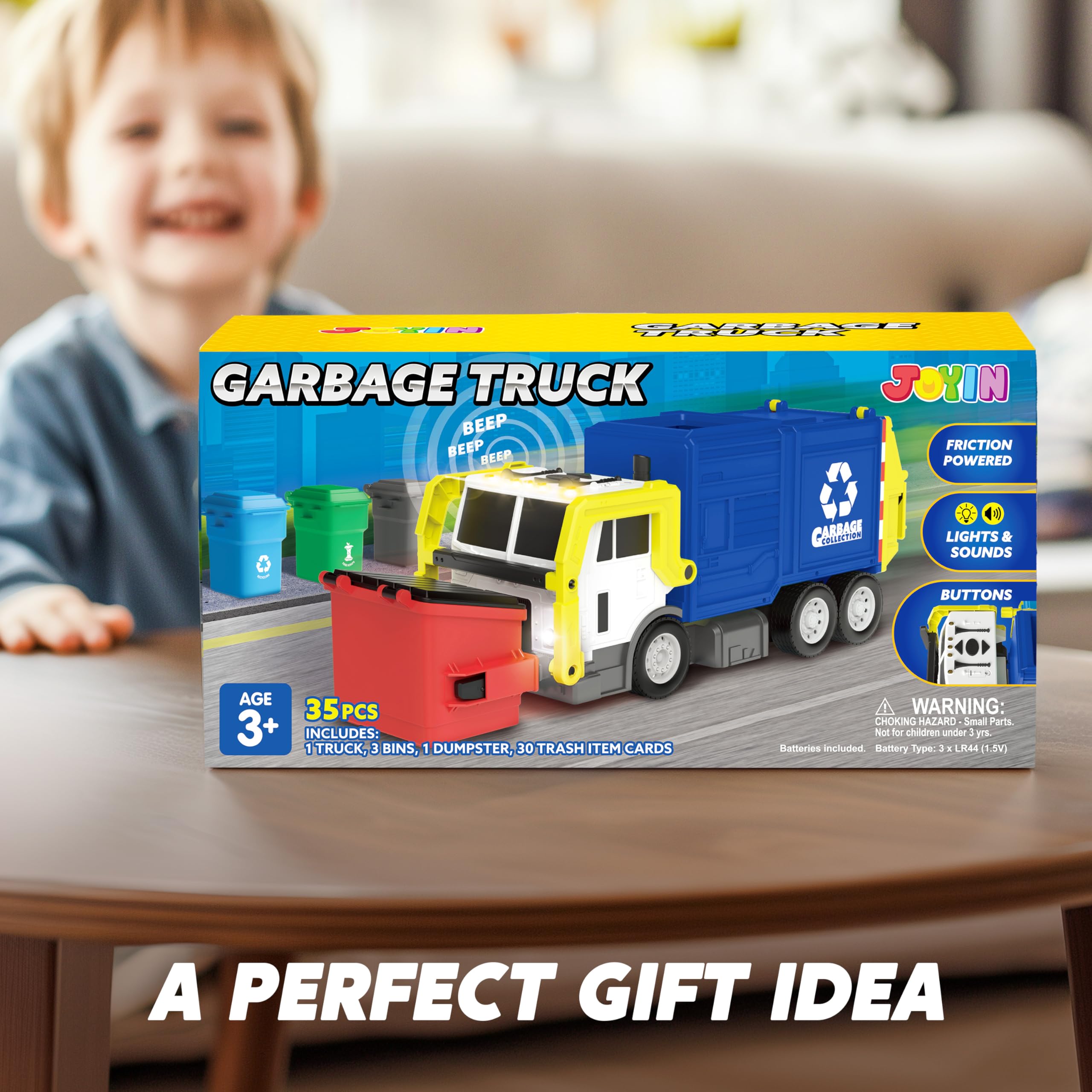 Large Friction Powered Garbage Truck Toy Set - Image 7