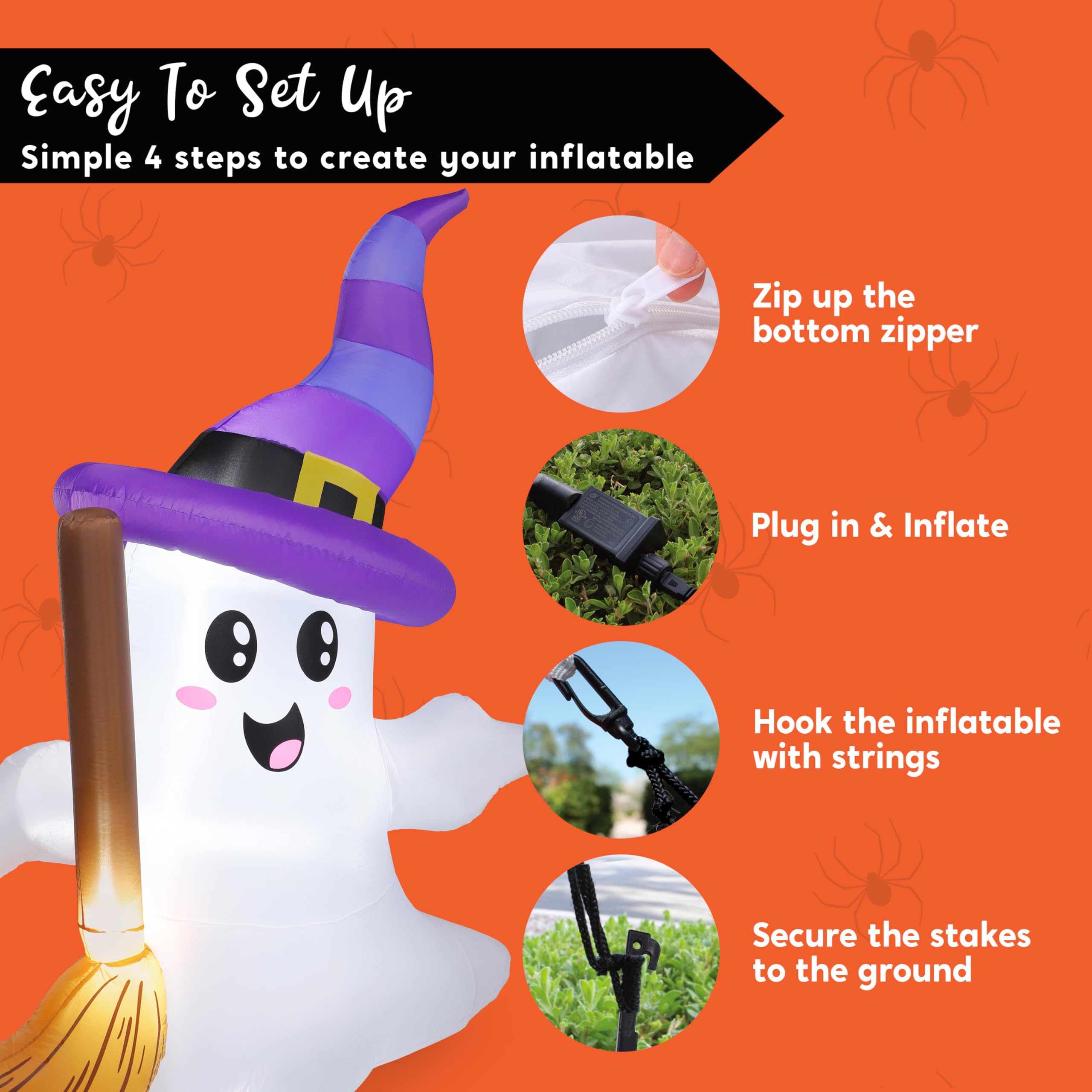 6FT Halloween Inflatables Ghost Outdoor Decorations - Image 7