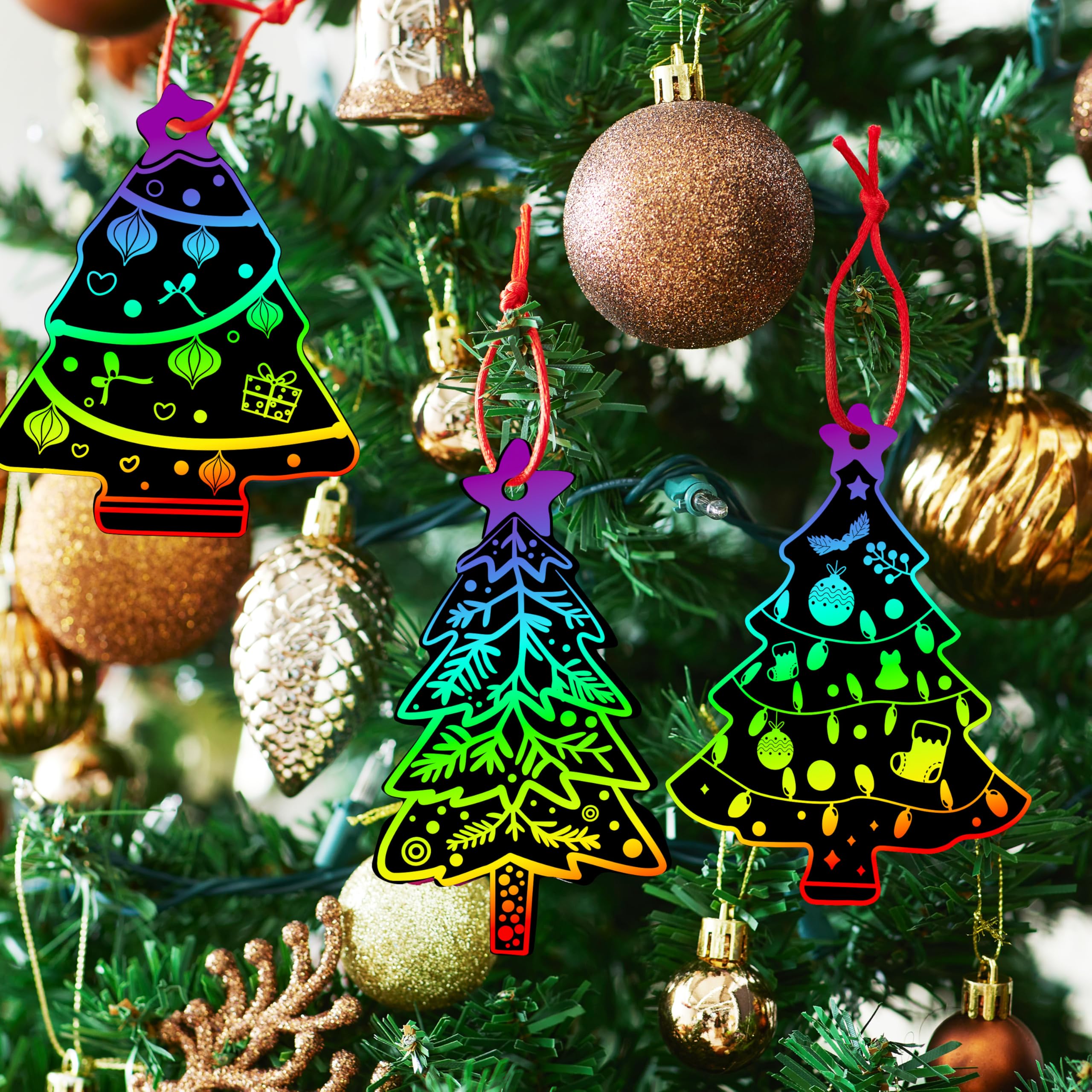 72 Pcs Christmas Scratch Art Ornaments - Image 7