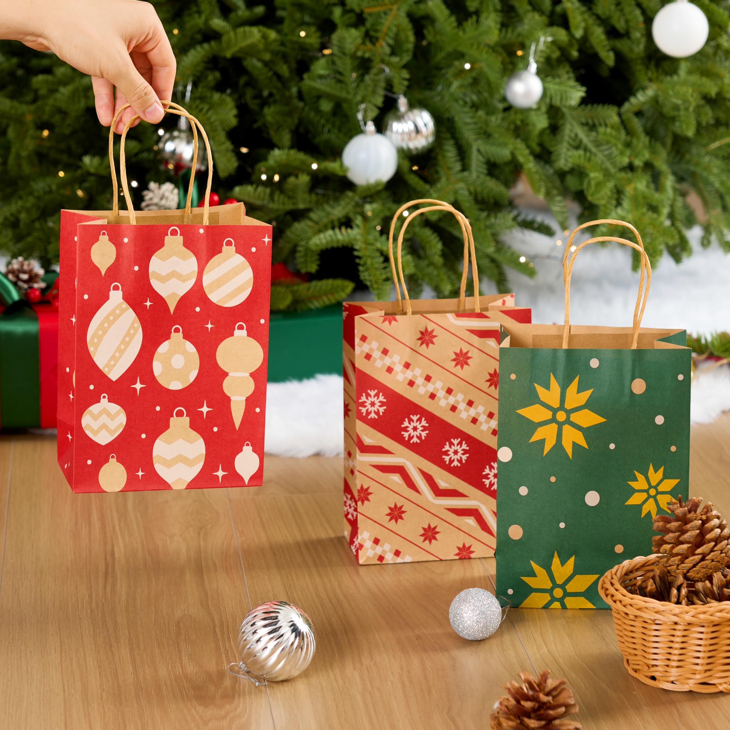 24PCS Christmas Kraft Bags Holiday Paper Goody Gift Bags - Image 5