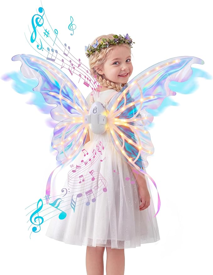 JOYIN Electric Butterfly Wings with Music & LED - Kids Halloween Costume