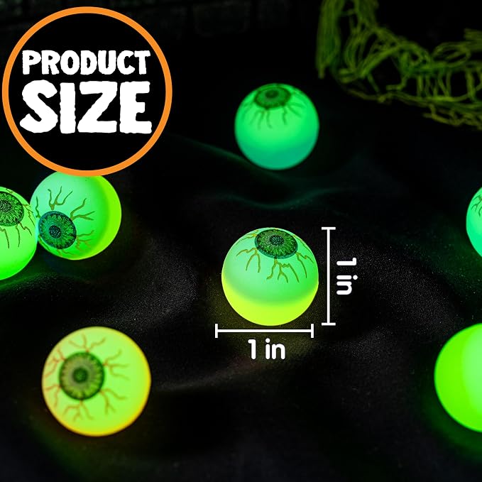 JOYIN 24 PCS Glow Eyeball Bouncy Balls - Halloween Party Favors - Image 5